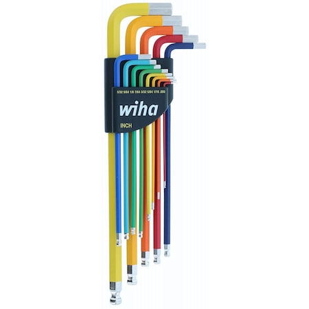 Wiha 13 Piece Ball End Color Coded Hex L-Key Set - SAE 66981